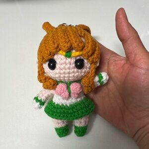 Hand crochet doll of Sailor Jupiter from series Sailor Moon.